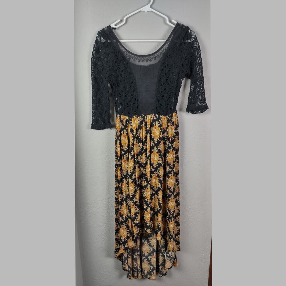 Free People Lonesome Dove Dress High Low Lace and Floral Size 2 Flawed - Picture 3 of 16